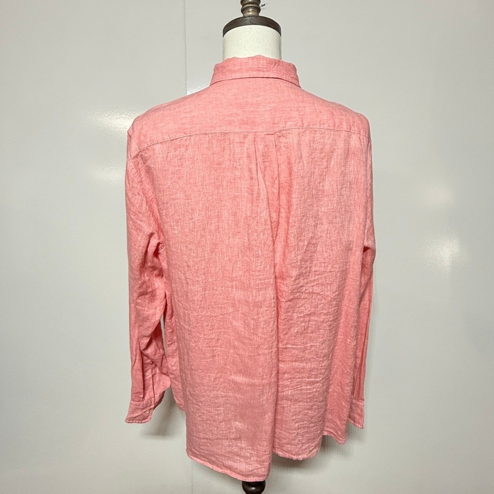 Vineyard Vines Shirt Mens XL Pink Linen Button Down Long Sleeve‎ Whale Pocket - Picture 3 of 9